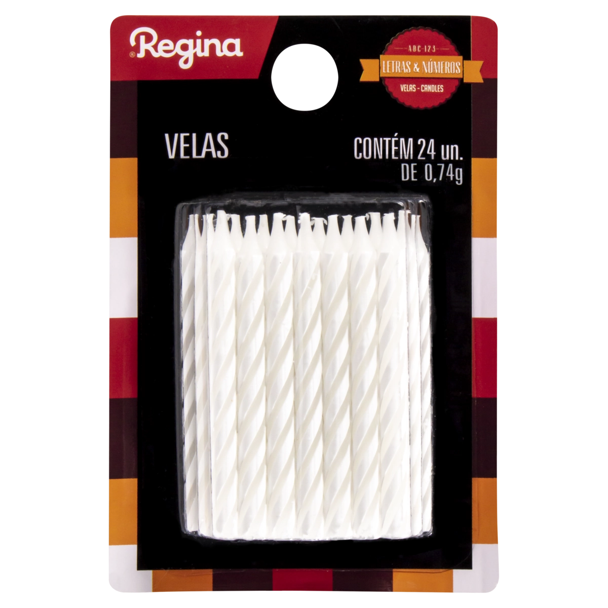 Vela De Aniversário Palito Branca Espiral Regina Cartela 24 Unidades