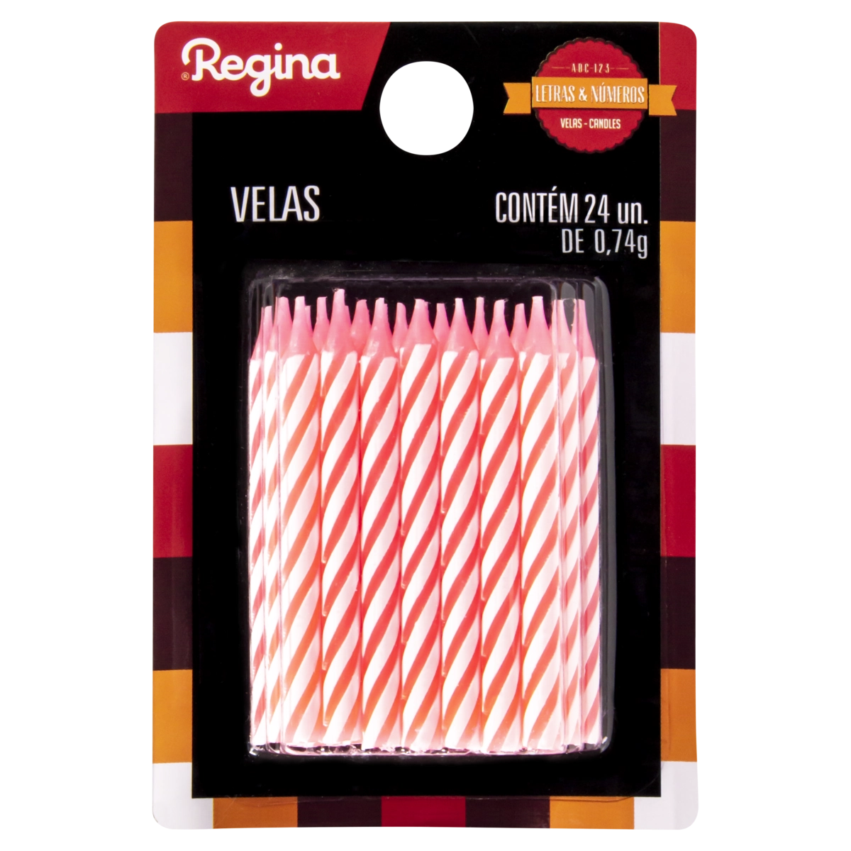 Vela De Aniversário Palito Rosa Espiral Regina Cartela 24 Unidades