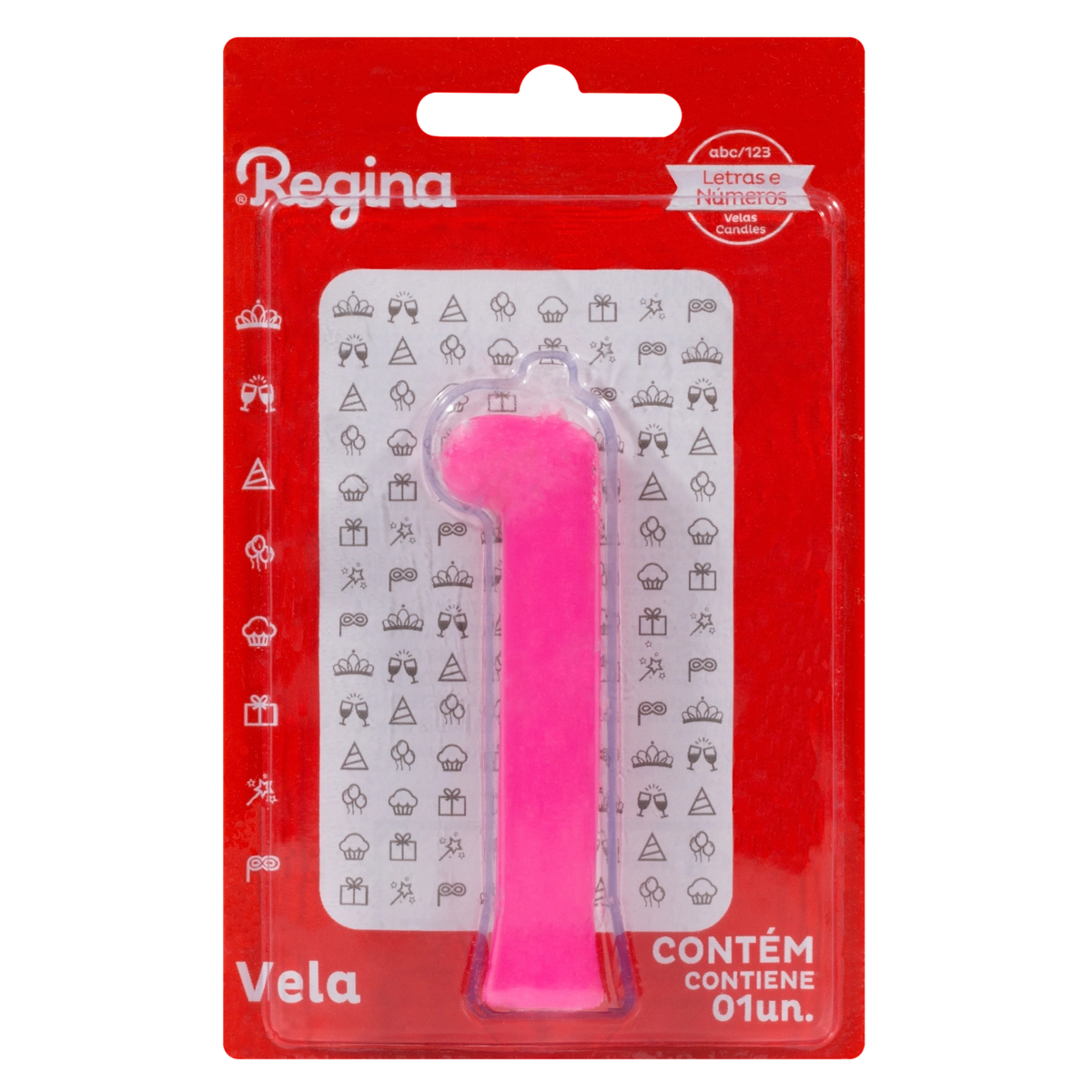 Vela De Aniversário Fúcsia N 1 Regina Solid Colors Cartela