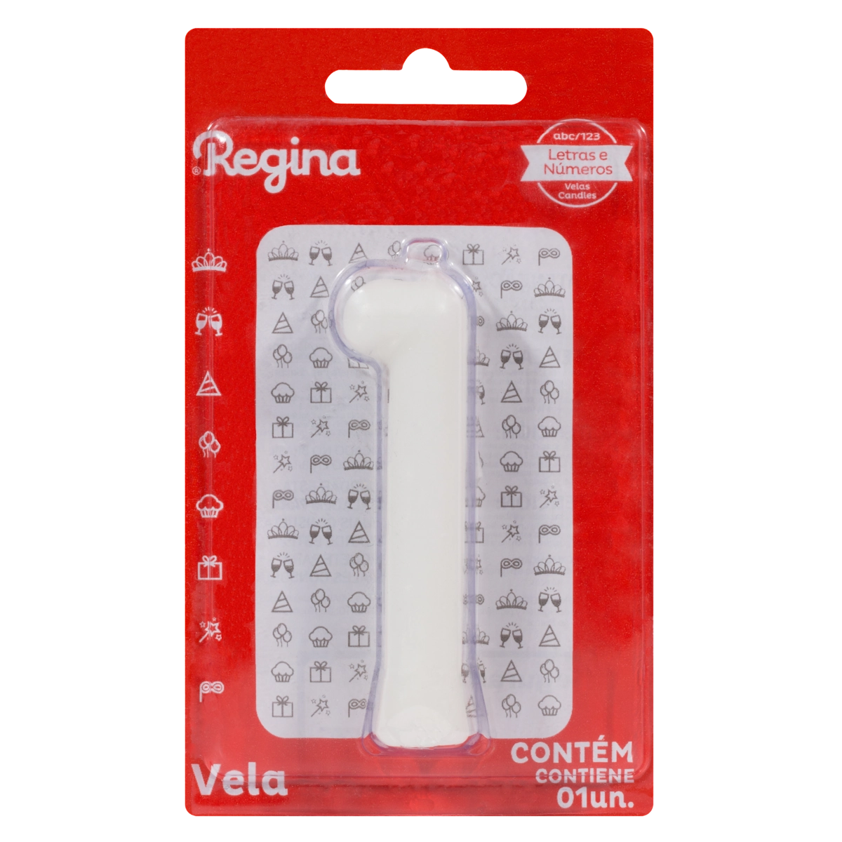 Vela De Aniversário Branca N 1 Regina Solid Colors Cartela