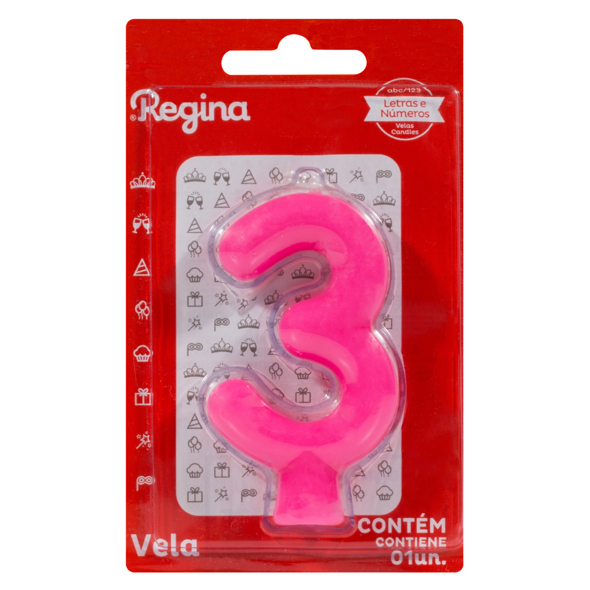 Vela De Aniversário Fúcsia N 3 Regina Solid Colors Cartela