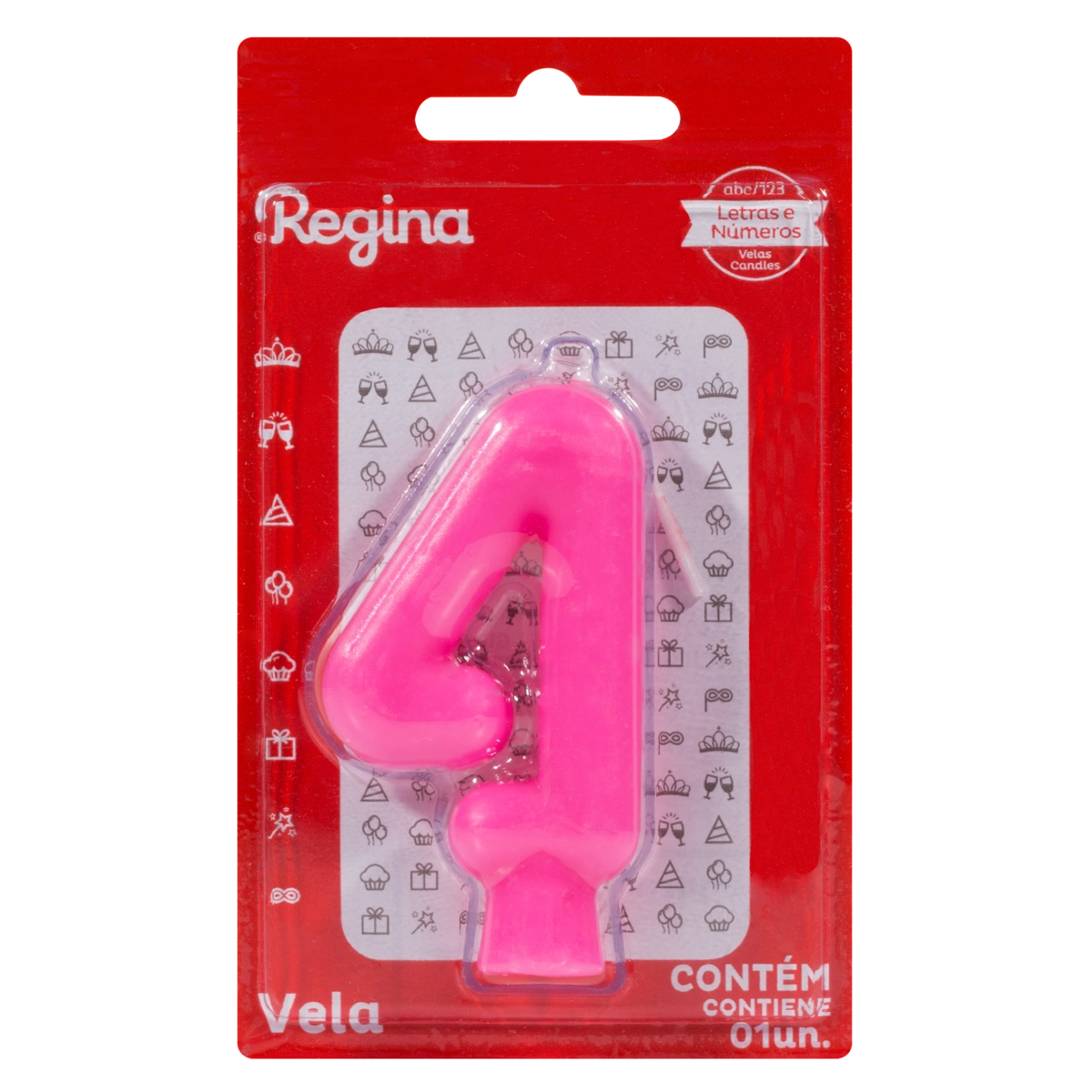 Vela De Aniversário Fúcsia N 4 Regina Solid Colors Cartela