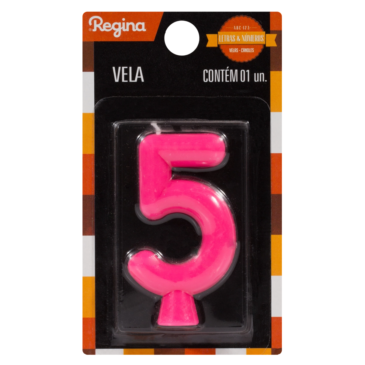 Vela De Aniversário Fúcsia N 5 Regina Solid Colors Cartela