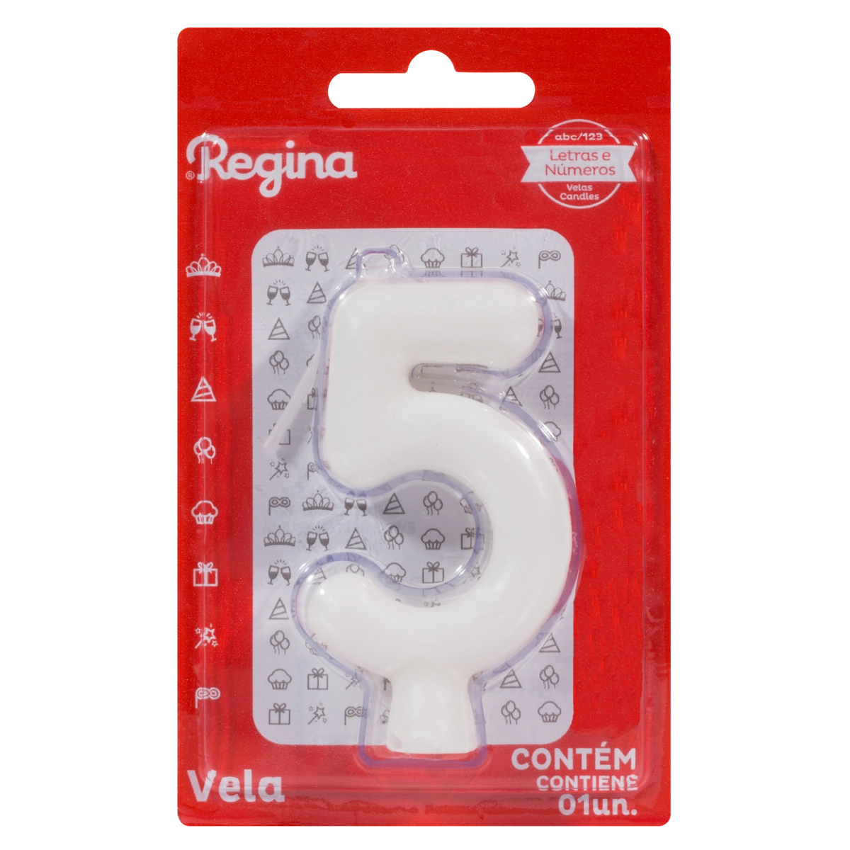 Vela De Aniversário Branca N 5 Regina Solid Colors Cartela