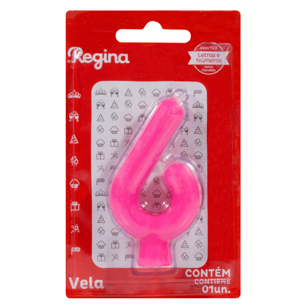 Vela De Aniversário Fúcsia N 6 Regina Solid Colors Cartela