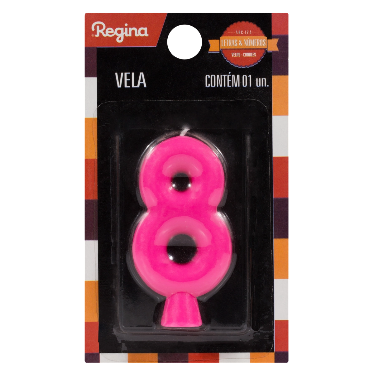 Vela De Aniversário Fúcsia N 8 Regina Solid Colors Cartela