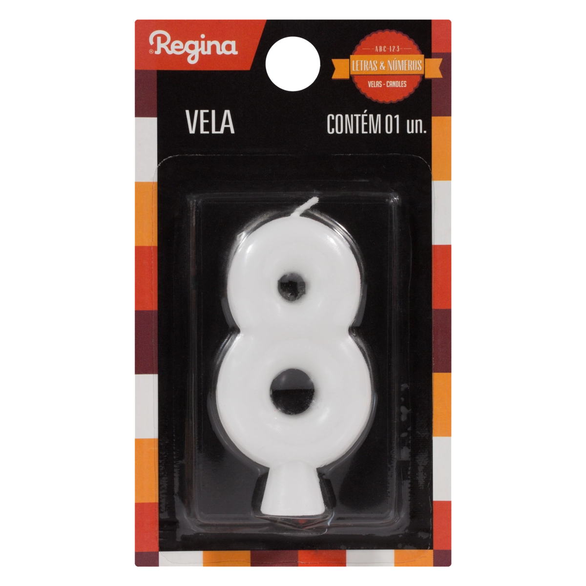 Vela De Aniversário Branca N 8 Regina Solid Colors Cartela