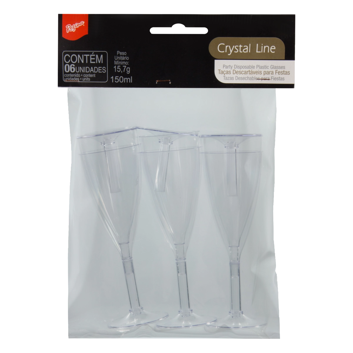 Taça Descartável Festa 150ml Regina Crystal Line 6 Unidades