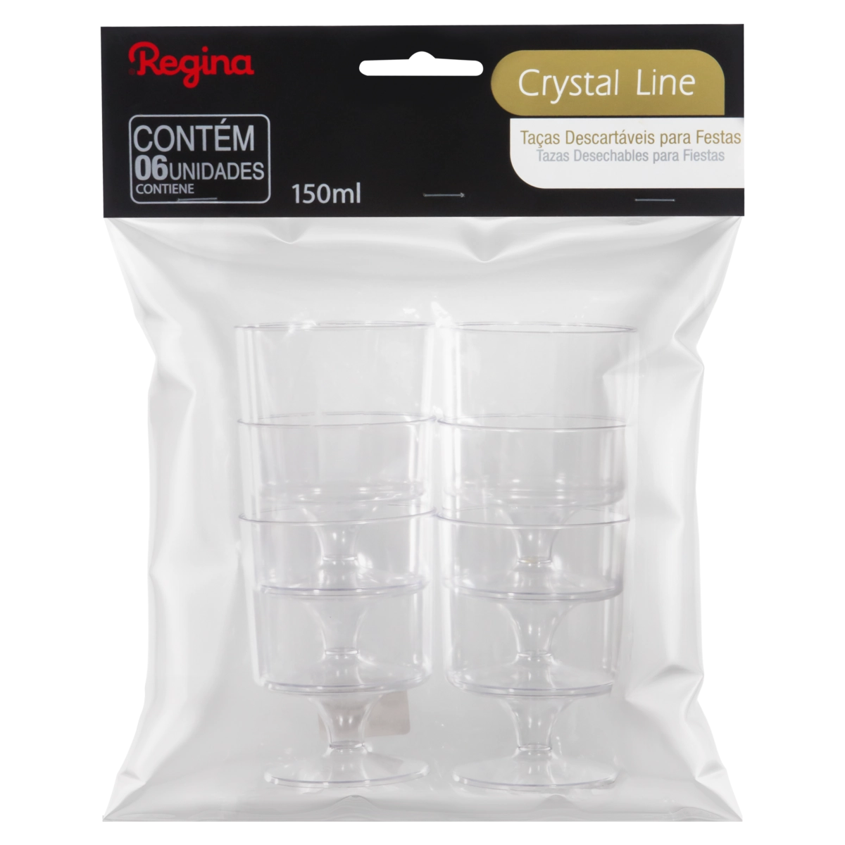 Taça Descartável Festa 150ml Regina Crystal Line Pacote 6 Unidades