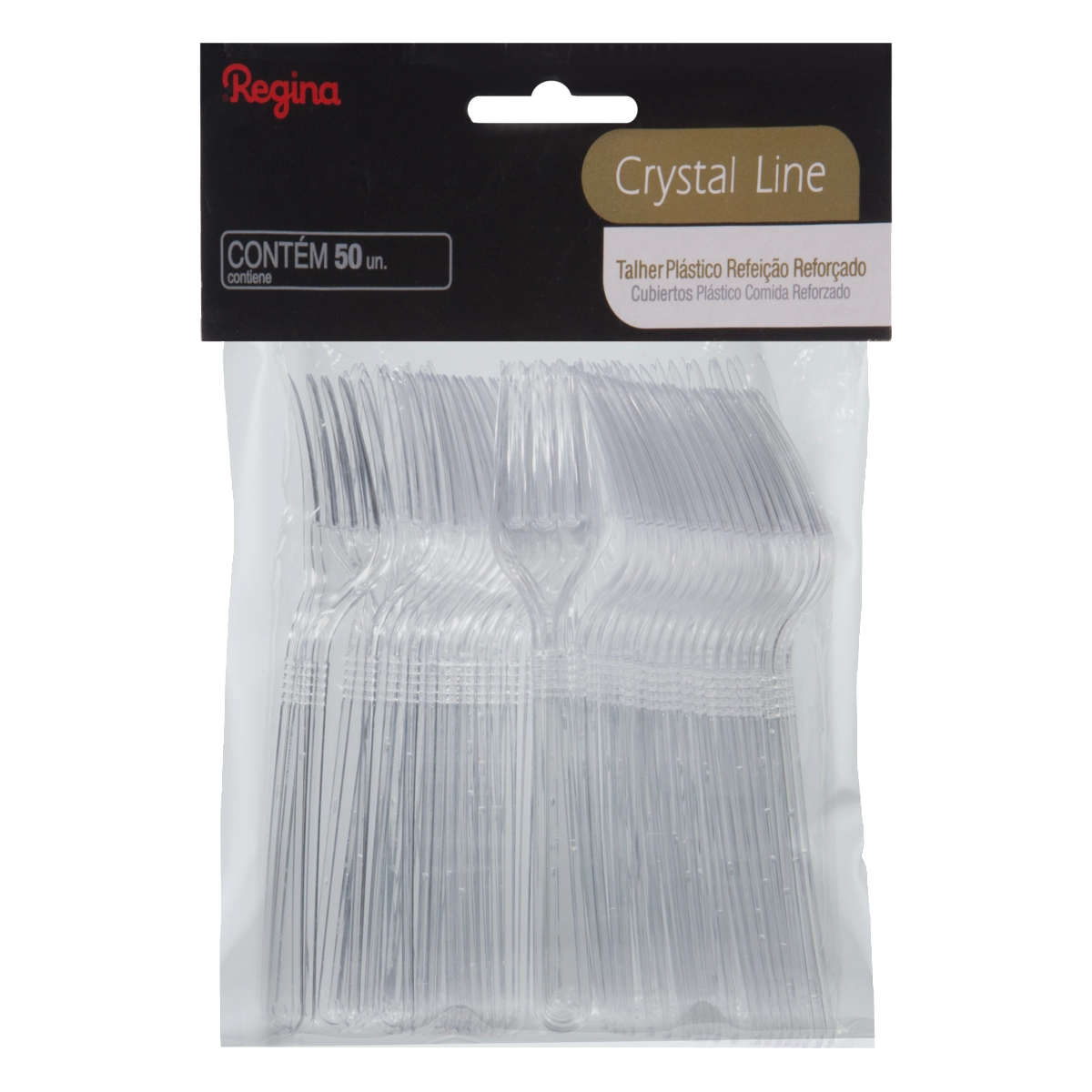 Garfo Descartável Refeição Regina Crystal Line 50 Unidades