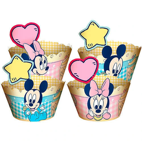 Cupcake Wrapper Com Enfeite Baby Mickey E Amigos Com 12 Unidades Regina Festas
