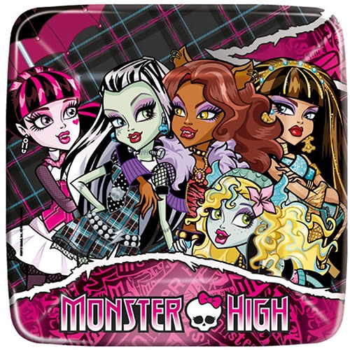 Prato 18cm Quadrado Monster High Kids Com 8 Unidades Regina Festas