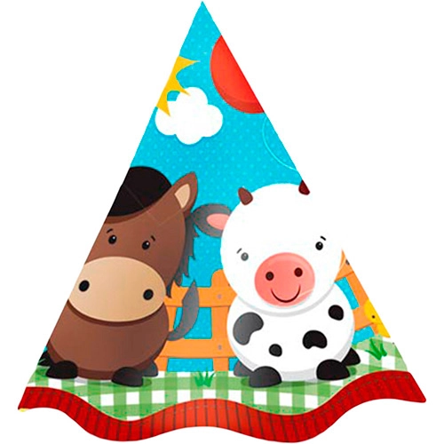 Chapéu De Aniversário Fazendinha Com 8 Unidades Regina Festas