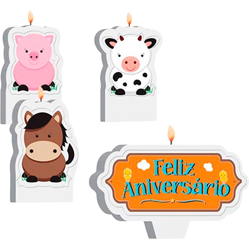 Vela Plana Regina Festas Fazendinha 4 Unidades