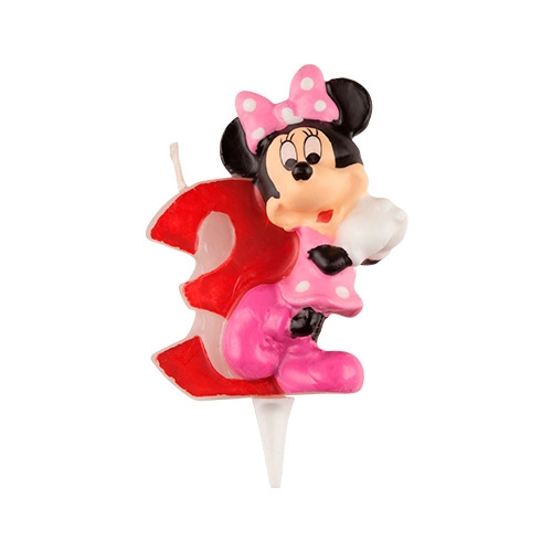 Vela 3d Regina Festas Red Minnie N 3 Com 1 Unidade