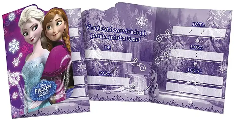 Convite De Aniversário Frozen Regina Pacote 8 Unidades