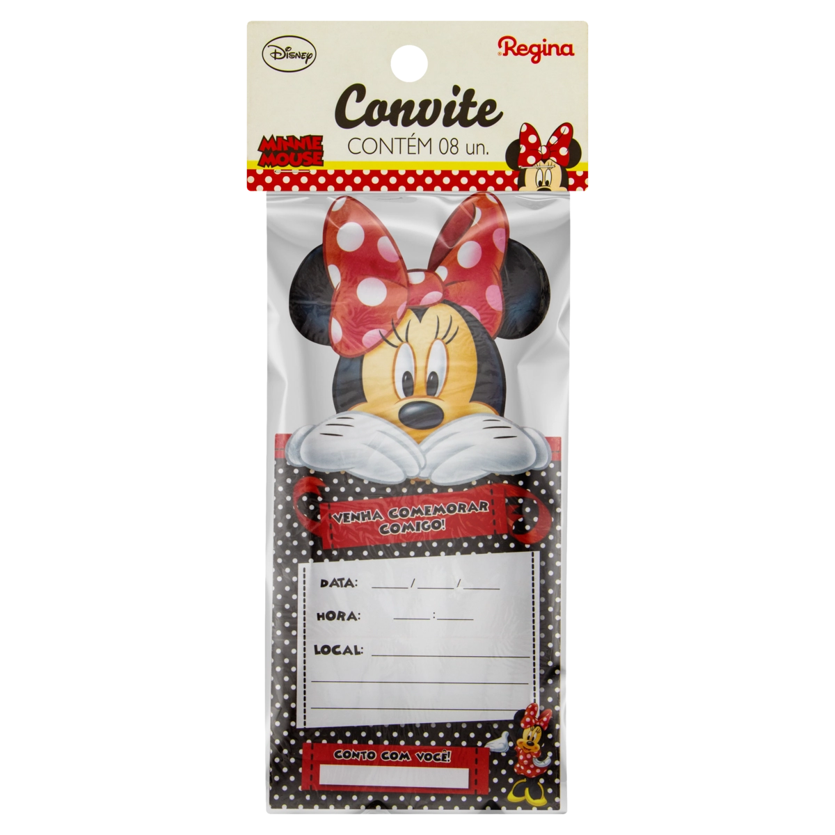 Convite Aniversário Minnie Mouse Regina Pacote 8 Unidades