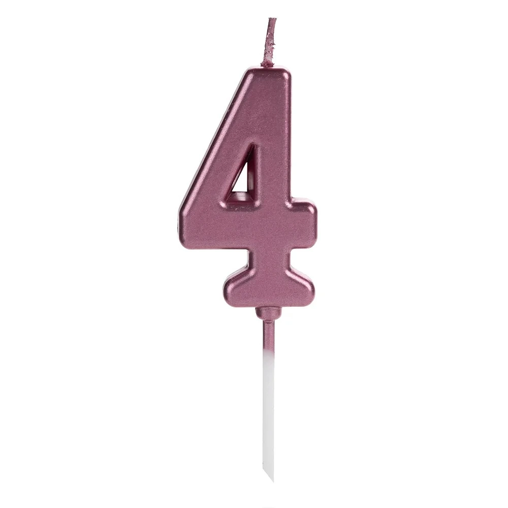 Vela Pick Metalizada Numero 4 Pink 01 Un.