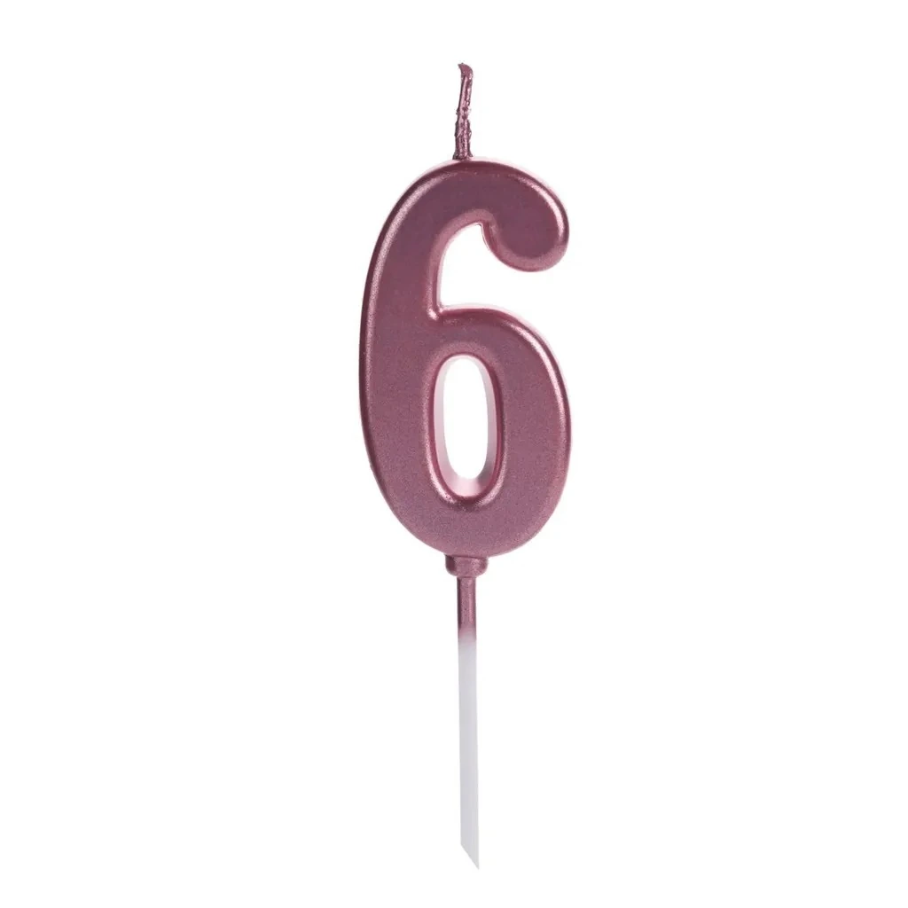 Vela Pick Metalizada Numero 6 Pink 01 Un.