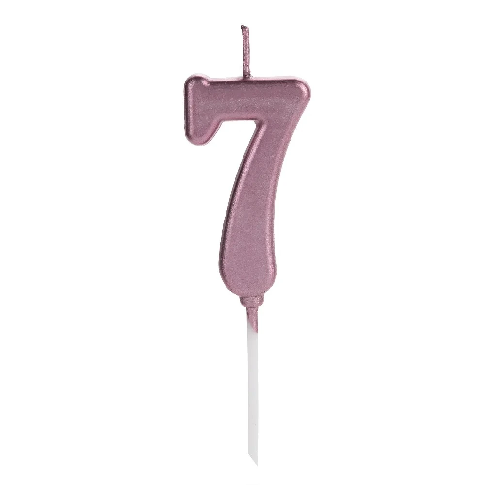 Vela Pick Metalizada Numero 7 Pink 01 Un.