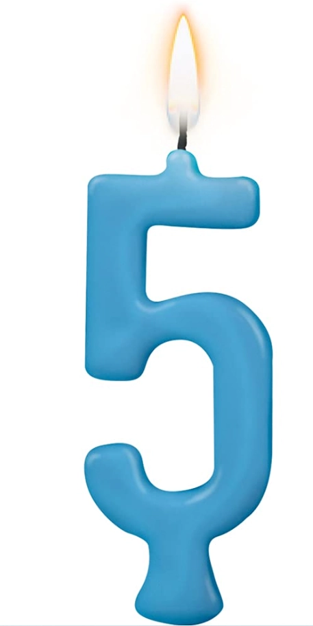 Vela Parabens Azul Numero 5 01un