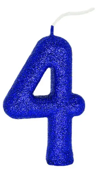 Vela Aniversario Pick Glitter Azul N 4 Regina Festas