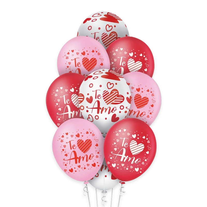 Balão De Latex Redondo Eu Te Amo 12 Cores Sortidas Regina Destas 10un