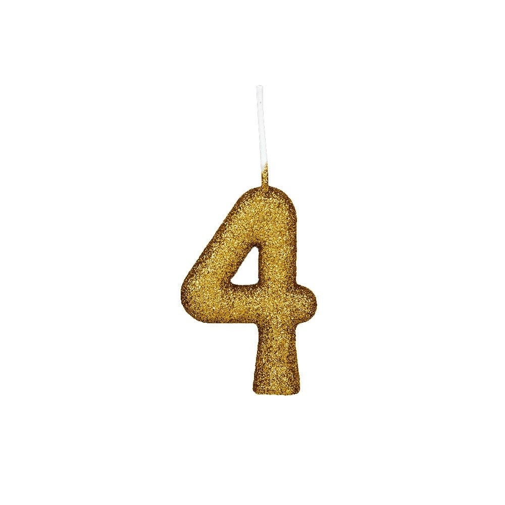 Vela De Aniversãrio Nâ 4 Dourada Com Glitter Regina Festas