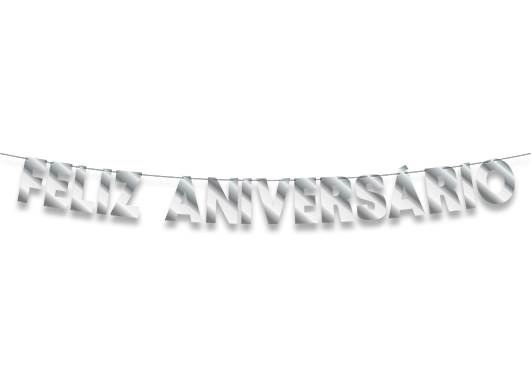 Faixa Regina Feliz Aniversario Prata C1