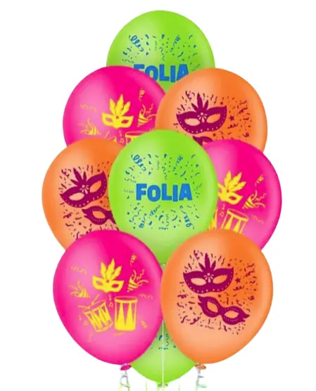 Balao Latex Redondo Carnaval Folia N9 C/25un Regina Festas