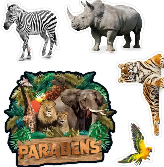 Topo Decoração De Bolo Safari Regina Festas Com 5un