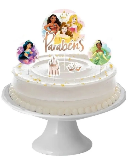Topo Decoração De Bolo Jardim Das Princesas Da Disney Regina Com 5un