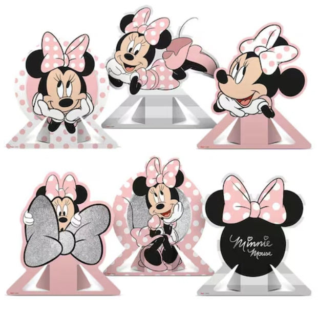 Decoracao De Mesa Minnie Mouse Rosa C/6 Regin