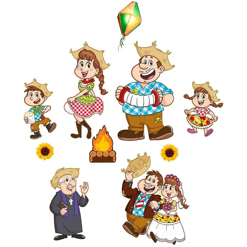 Decoracao De Parede Familia Caipira Arraia C/10