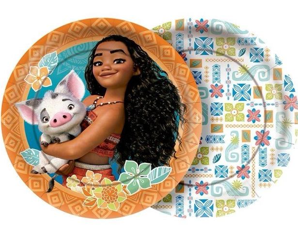 Prato Papel Red 18cm Moana C/8un Regina Festas