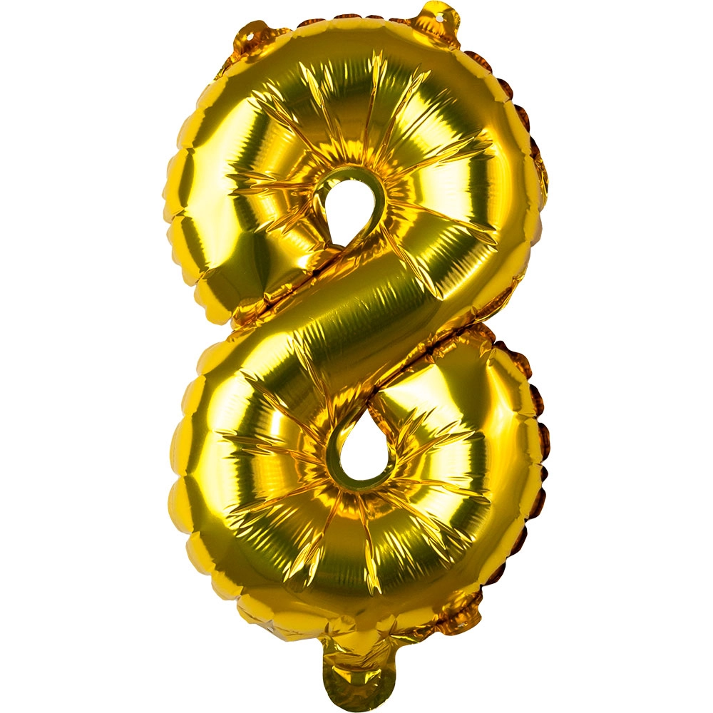 Balao Metalizado Pequeno Dourado Numero 8 01 Un.