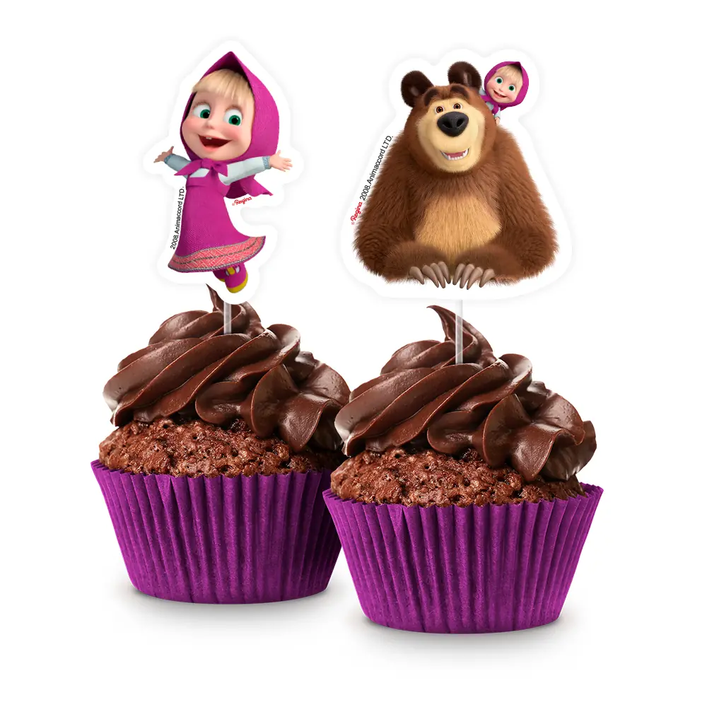 Picks Topo Decoração Doces Festa Masha E O Urso Regina Festas 8un