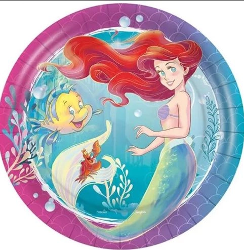 Prato Papel Red 18cm Ariel Disney C/8un Regina Festas