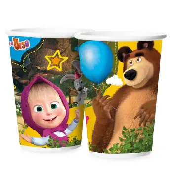 Copo Papel Masha E O Urso Classica 180ml C/8 Regi