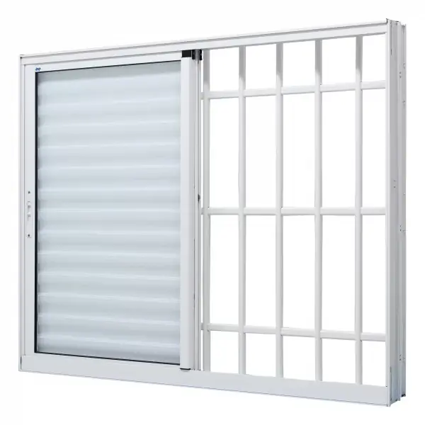 Janela Veneziana Alumínio Branco 120x120x12,2cm 3 Folhas Móveis Com Grade Jap Caribe Max