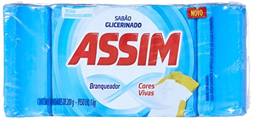 Sabão Barra Glicerinado Branqueador Assim Pacote 1kg 5 Unidades