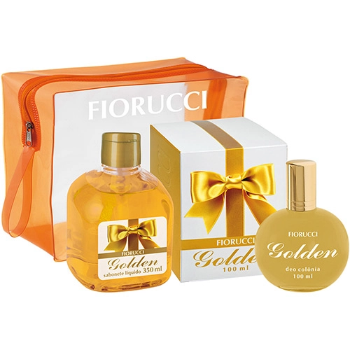 Kit Colônia Fiorucci Golden Feminino Sabonete Líquido 350ml Necessaire