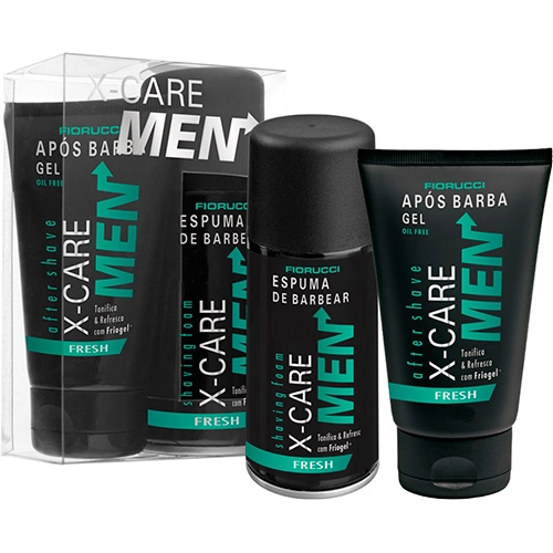 Kit Dueto Fiorucci X Care Men Espuma Barbear Fresh 160grs Após Barba 120grs Caixa Presente