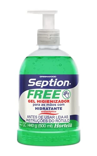 álcool Gel 70 Inpm Hidratante Hortelã Seption Free Frasco 500ml