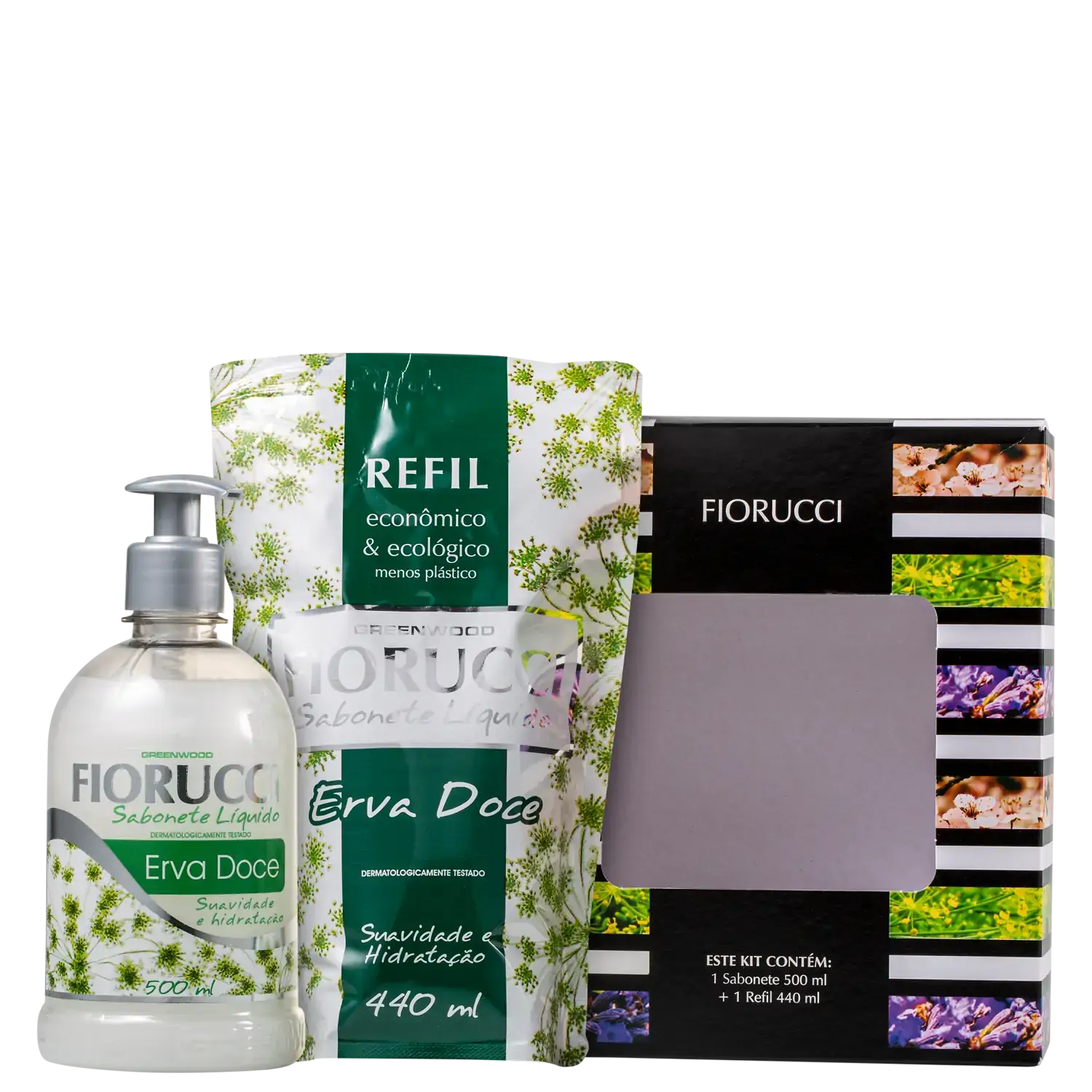 Fiorucci Kit Sabonete Liquido Erva Doce 500ml Refil 440ml