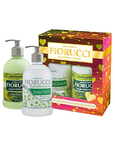 Kit Par Perfeito Fiorucci Erva Doce Sabonete Líquido Loção Hidratante Caixa Presente
