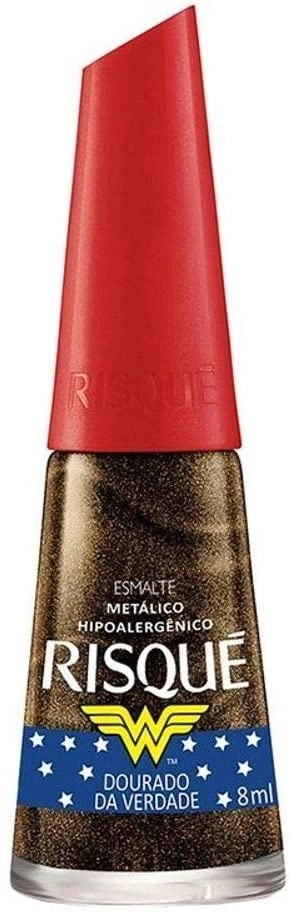 Esmalte Metálico Dourado Da Verdade Risqué Mulher Maravilha Blister 8ml