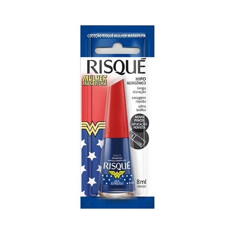 Esmalte Cremoso Mulher Maravilha Azul Estrelado 8ml Risque