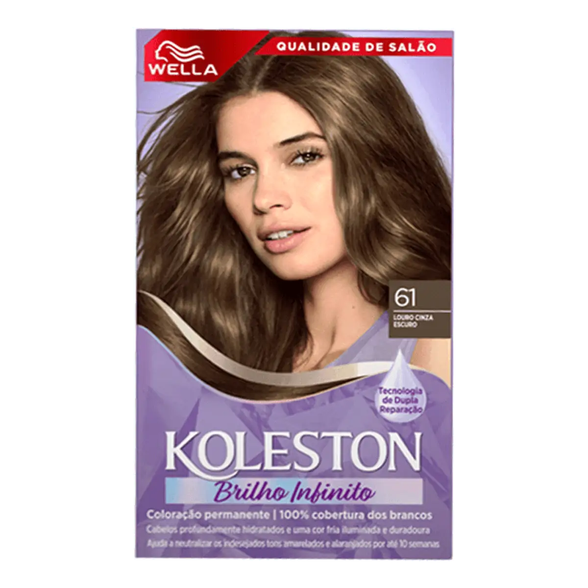 Kit Coloração Permanente Creme 61 Louro Cinza Escuro Wella Koleston Brilho Infinito