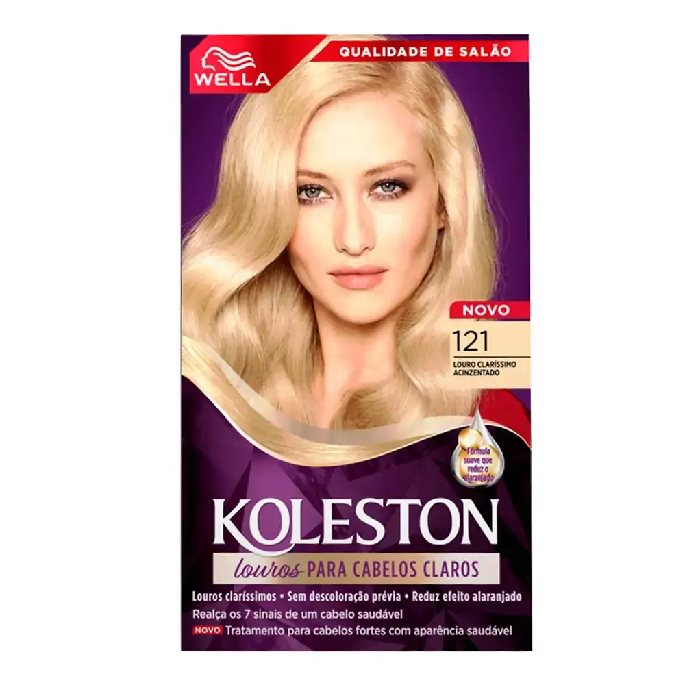Kit Coloração Creme 121 Louro Claríssimo Acinzentado Wella Koleston Louros Poderosos